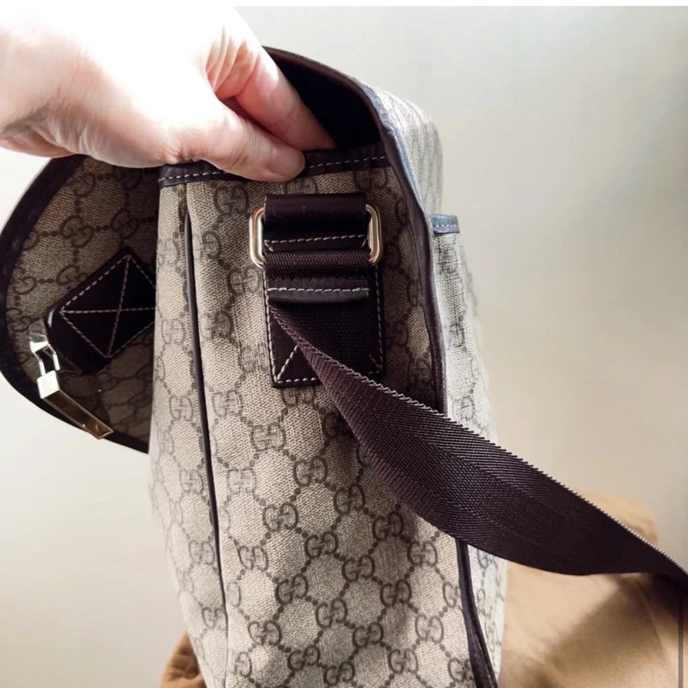 Gucci Imprime Shoulder Cross Bag GG PVC leather brown beige